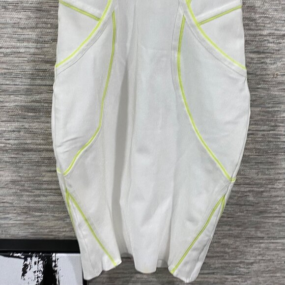 🔥🔥Gold Label Wow Couture Mini Bodycon Dress Neon Yellow Lace-Up Details Size M - Picture 11 of 14